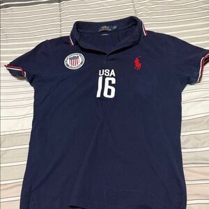 Ralph Lauren Navy Polo Shirt with Red Pony and Yellow Logo